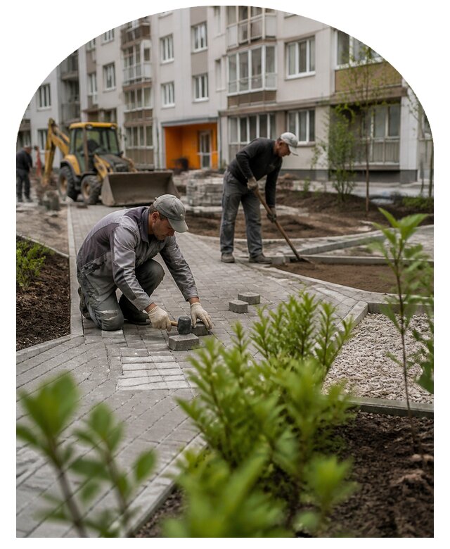Благоустройство двора многоквартирного дома в Полысаеве