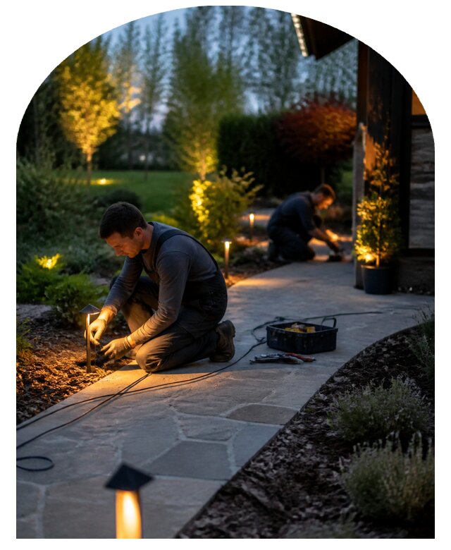 Заказать ландшафтное освещение участка под ключ в Полысаеве